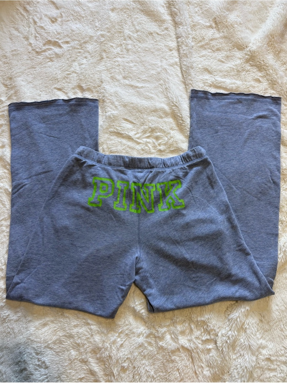 RARE Vintage Y2K VS PINK Blue Neon Green Spellout Butt Logo Sweatpants Flare XS